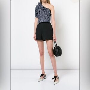 Alene Top in Midnight ULLA JOHNSON One Shoulder Bow Size 6 Floral Classic Boho